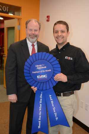 Jerrad Gleim, a specialist in integrating curriculum and technology for the EVSC, was recognized as the March 2015 Cause for Applause Award winner in the EVSC.